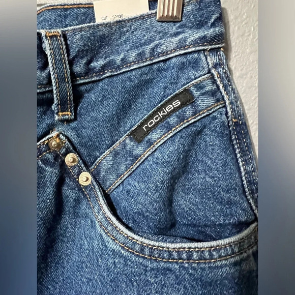 NWT VINTAGE Rockies Jeans Wmns 32/13 Tapered High Rise Dark Wash Denim Cowgirl - Picture 4 of 9